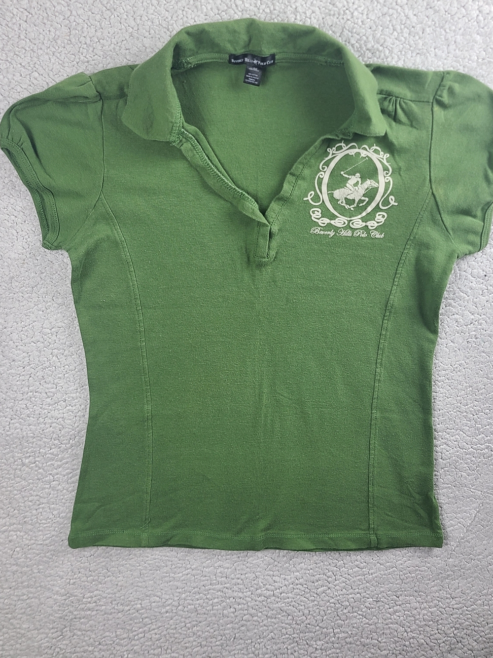 Beverly Hills Polo Club Green Polo Shirt Women’s Large Cotton Top